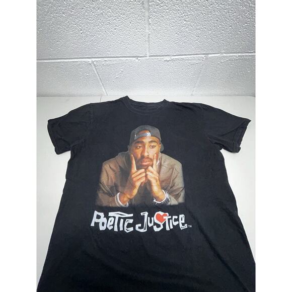Tupac Poetic‎ Justice Graphic Black Movie T-shirt Lg Rapper Music Memorabilia A2 - Picture 1 of 7